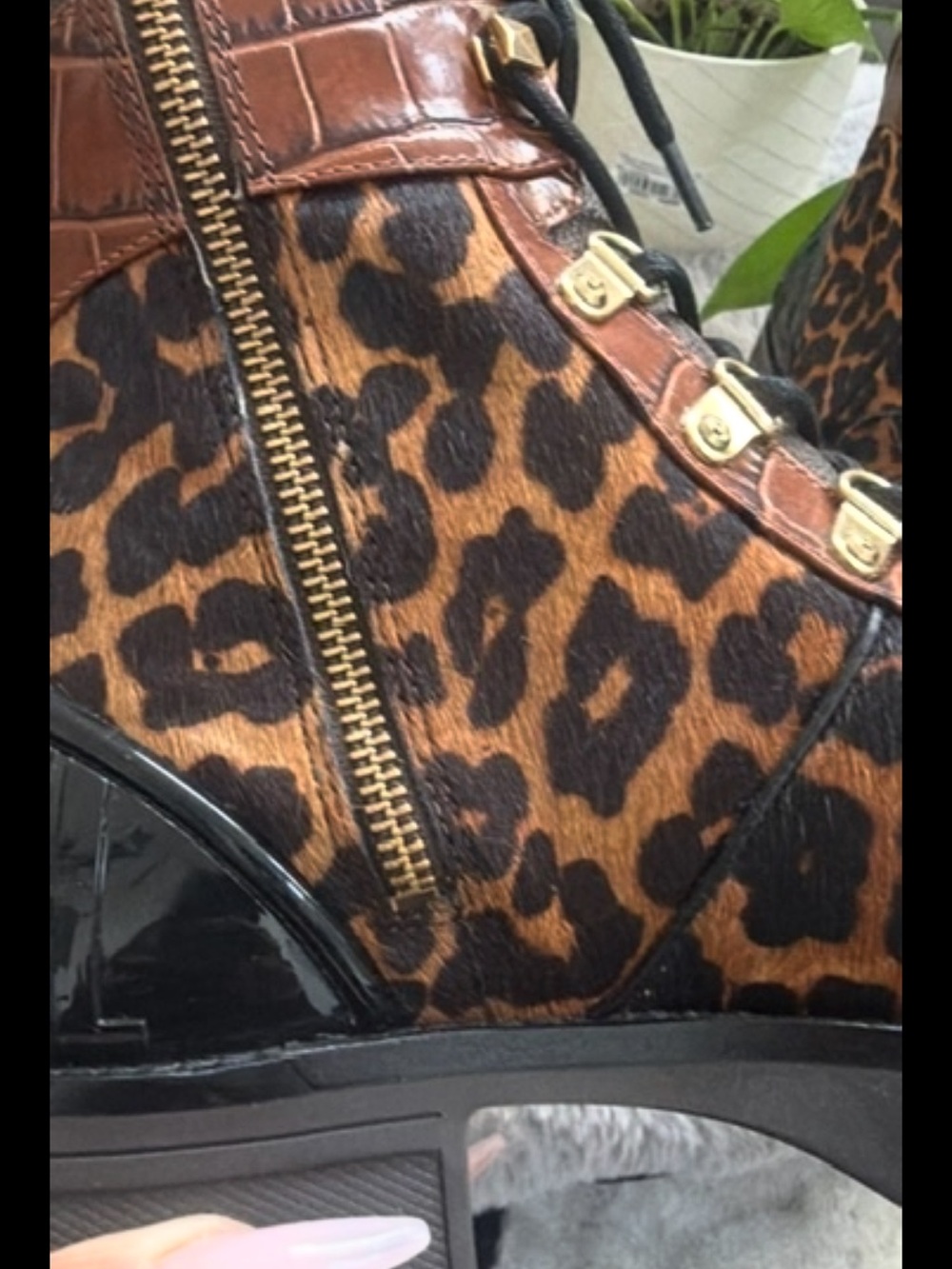 Michael Kors Khloe Mixed-Media Combat Boots - Picture 2 of 10